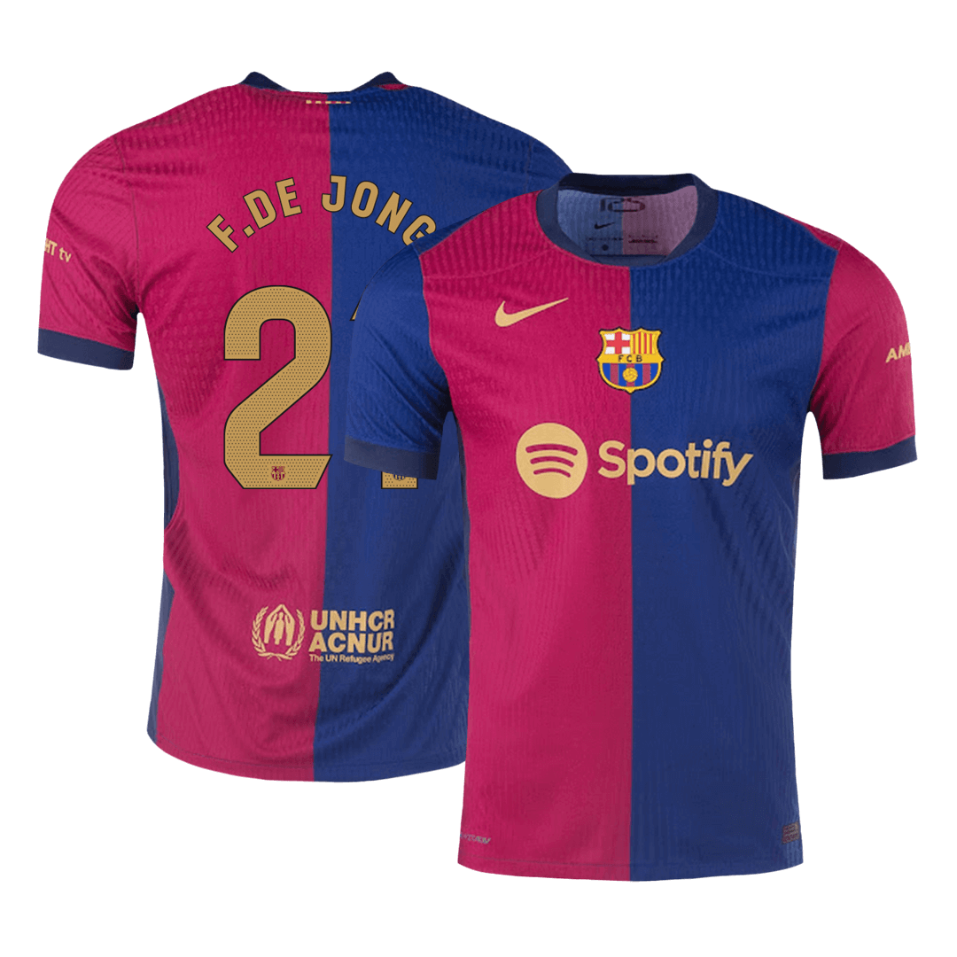 Player Version F.DE JONG #21 Barcelona Home Soccer Jersey 2024/25 Nej Dresy Obchod