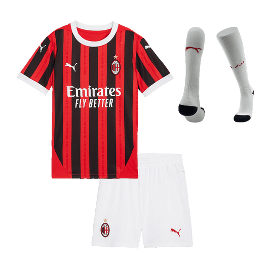 Kid's AC Milan Home  Soccer Jersey Kit(Jersey+Shorts+Socks) 2024/25 Nej Dresy Obchod