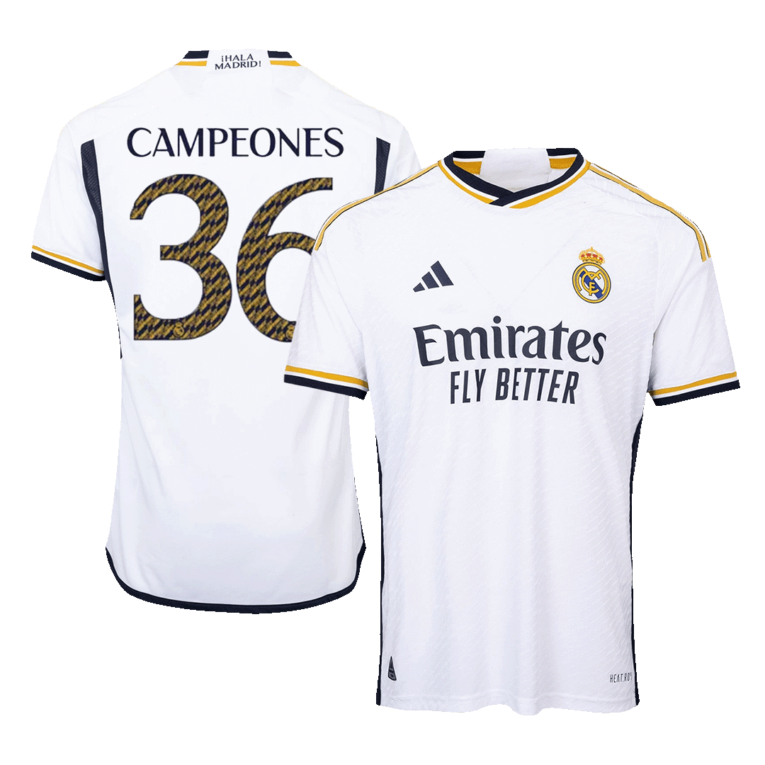 Player Version CAMPEONES #36 Real Madrid Home Soccer Jersey 2023/24 Nej Dresy Obchod