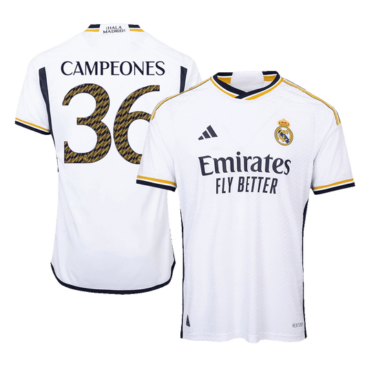 Player Version CAMPEONES #36 Real Madrid Home Soccer Jersey 2023/24 Nej Dresy Obchod