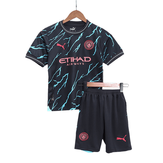 Kid's Manchester City Third Away  Soccer Jersey Kit(Jersey+Shorts) 2023/24 Nej Dresy Obchod