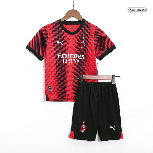 Kid's AC Milan Home  Soccer Jersey Kit(Jersey+Shorts) 2023/24 Nej Dresy Obchod