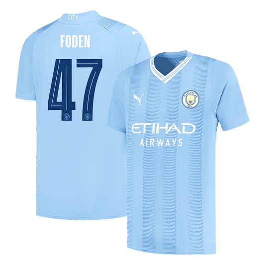 FODEN #47 Manchester City Home  Soccer Jersey 2023/24 - UCL Nej Dresy Obchod