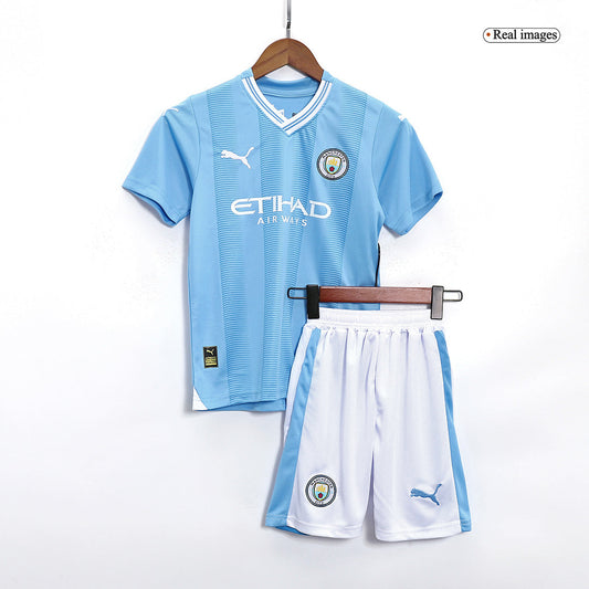 Kid's Manchester City Home  Soccer Jersey Kit(Jersey+Shorts) 2023/24 Nej Dresy Obchod