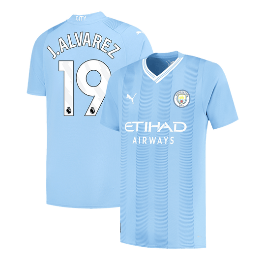 J.ALVAREZ #19 Manchester City Home  Soccer Jersey 2023/24 Nej Dresy Obchod