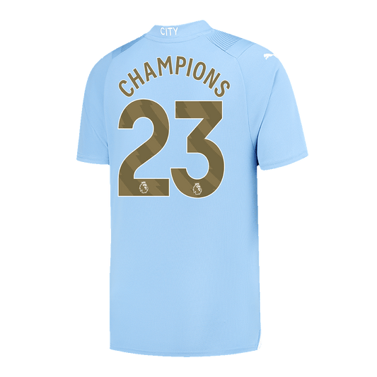 CHAMPIONS #23 Manchester City Home  Soccer Jersey 2023/24 Nej Dresy Obchod