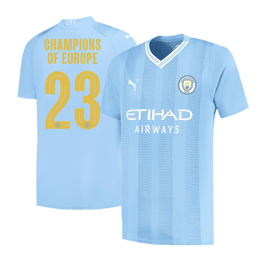 Manchester City CHAMPIONS OF EUROPE #23 Home  Soccer Jersey 2023/24 Nej Dresy Obchod