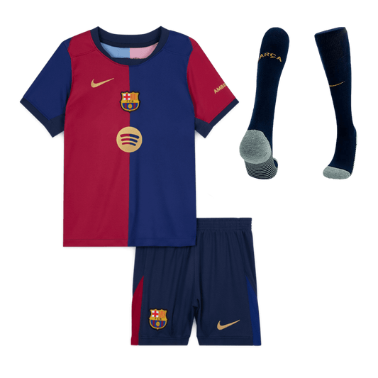 Kid's Barcelona Home  Soccer Jersey Kit(Jersey+Shorts+Socks) 2024/25-Spotify Logo Without Text Nej Dresy Obchod