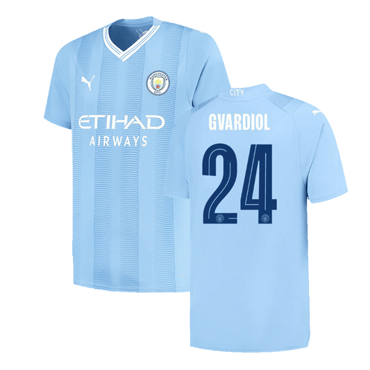 GVARDIOL #24 Manchester City Home  Soccer Jersey 2023/24 - UCL Nej Dresy Obchod