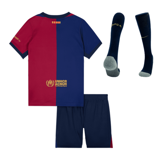 Kid's Barcelona Home  Soccer Jersey Kit(Jersey+Shorts+Socks) 2024/25-Spotify Logo Without Text Nej Dresy Obchod