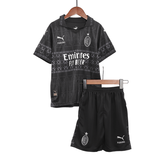 Kid's AC Milan x Pleasures Fourth Away  Soccer Jersey Kit(Jersey+Shorts) 2023/24 Nej Dresy Obchod