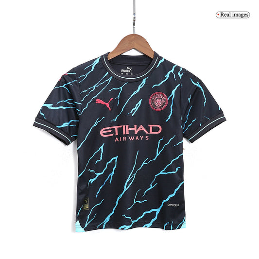Kid's Manchester City Third Away  Soccer Jersey Kit(Jersey+Shorts) 2023/24 Nej Dresy Obchod